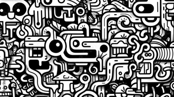 Obraz Funny doodle seamless pattern, artistic background