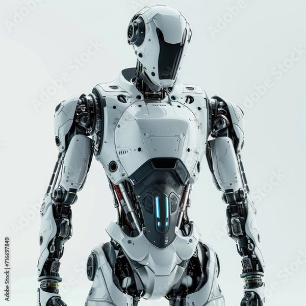 Fototapeta Modern robot, white background
