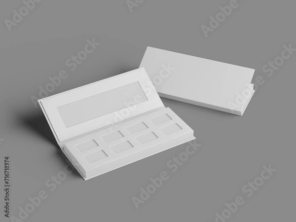 Obraz White blank Isometric view of eyeshadow palette mockup