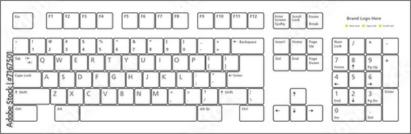 Obraz standardowy układ 101 klawiszy na PC, w formacie wektorowym.