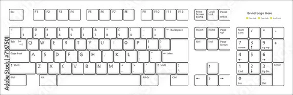 Fototapeta standardowy układ 101 klawiszy na PC, w formacie wektorowym.