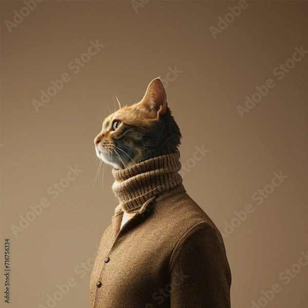 Fototapeta portrait of a cat with eyes