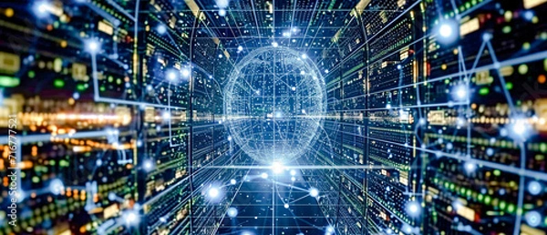 Fototapeta Artificial General Intelligence (AGI), also known as Strong AI refers to a type of Artificial Intelligence that has the Ability to Understand Learn and Apply its Intelligence Symbol Image Background