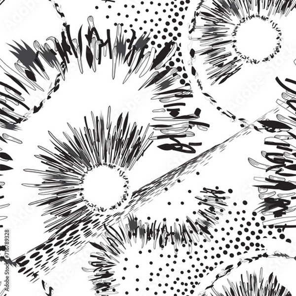 Fototapeta Artistic drawn minimal futuristic pattern. Abstract geometric seamless textured background for your design