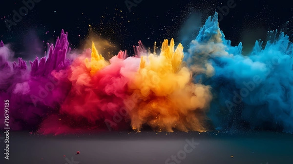 Fototapeta Dust explosion abstract background, Holi background