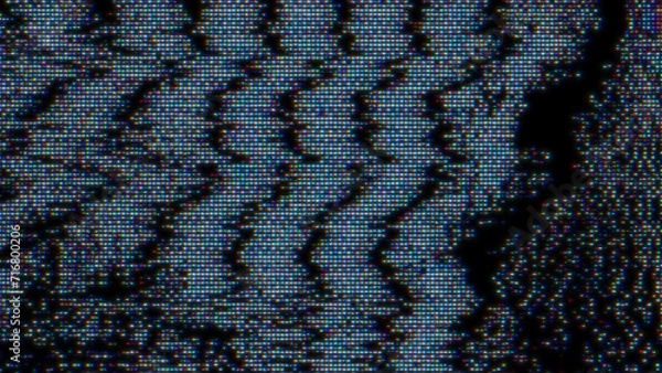 Fototapeta Glitch Noise Static Television VFX. Wizualne efekty wideo Paski Tło, ekran telewizora CRT Brak efektu usterki sygnałowej