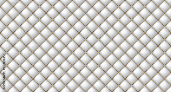 Obraz Simple upholstery quilted background. Quilted stitched background pattern. White leather texture sofa backdrop. Seamless texture quilted background