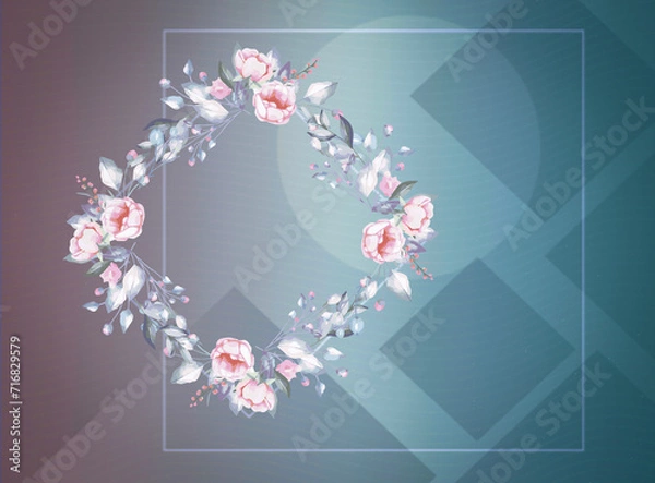 Fototapeta An illustration with a floral print. A template with floral illustrations. Spring flat floral background in vector style. Horizontal floral pattern.