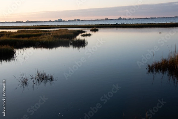 Fototapeta sunrise over the salt marsh