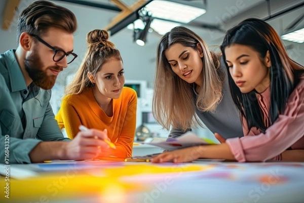 Obraz Creative business team brainstorming and ideating for innovative projects