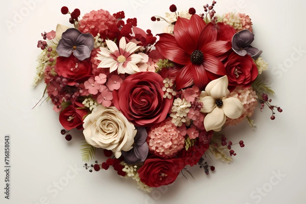 Obraz Bouquet of flowers in the shape of a heart