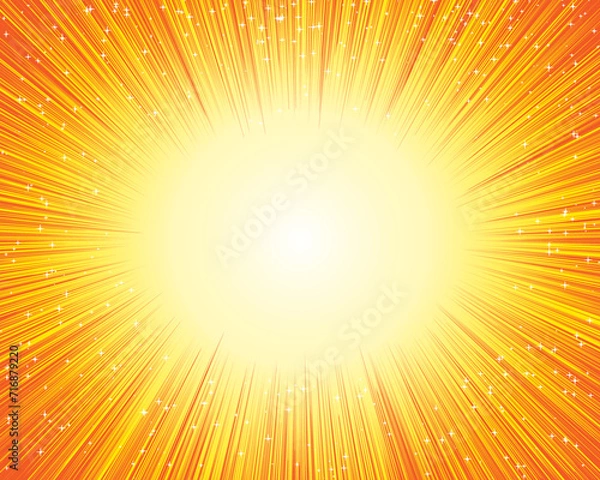 Obraz オレンジ色の効果線　強調や閃光の集中線