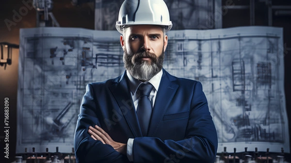Obraz man in a suit with hard hat