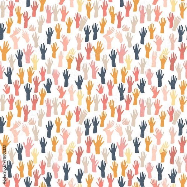 Fototapeta Workers hands seamless pattern. Gift wrapping, wallpaper, background. Labor Day