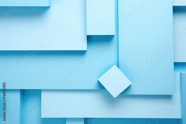 Fototapeta abstract light blue background with squares, 3D concept, science, business, technology backdrop