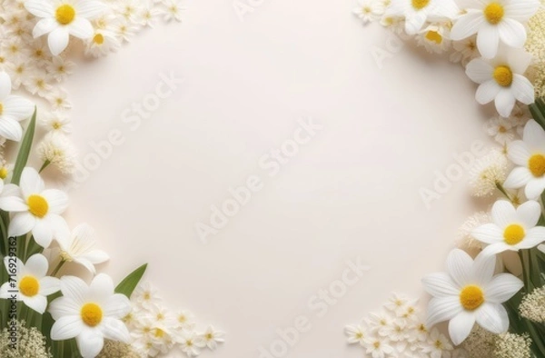 Obraz Mother's Day concept. Top photo of white flowers, isolated white background with copy space