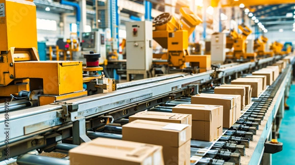 Fototapeta Warehouse Dynamics: Automated Storage and Packaging Process in a Modern Industrial Facility