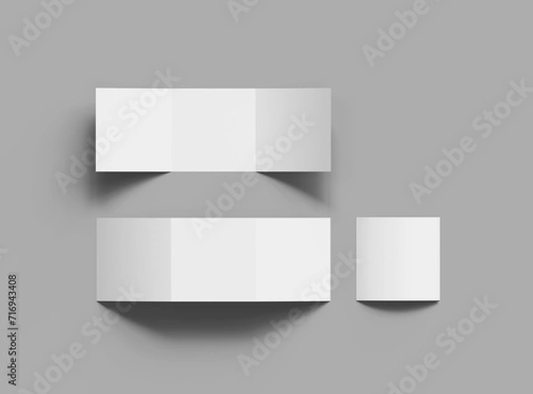 Fototapeta Blank square Z-fold brochure 3d render to present your design