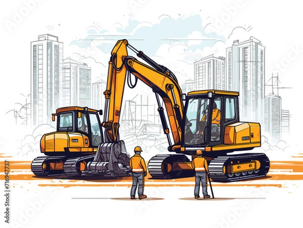 Obraz construction site with jcb