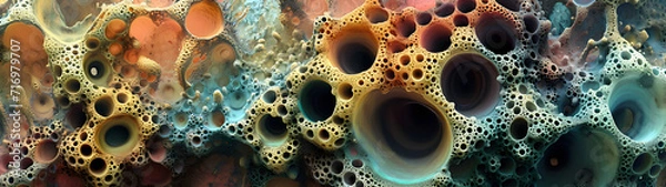 Fototapeta Close Up of Wall With Holes, Detailed View of Weathered Surface