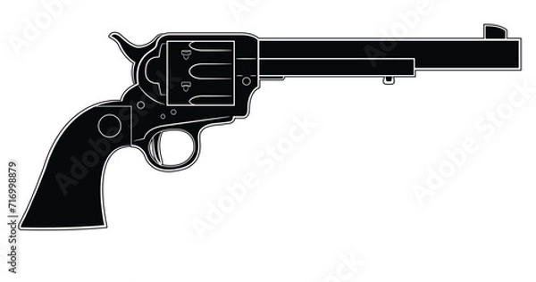 Obraz Vector illustration of the Colt Peacemaker revolver. Black. Right side.