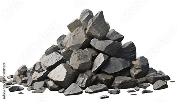 Fototapeta Pile of stones on a transparent background. 3d rendering.