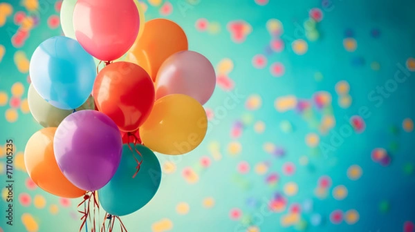Fototapeta Colorful Balloons Floating Freely Through the Air