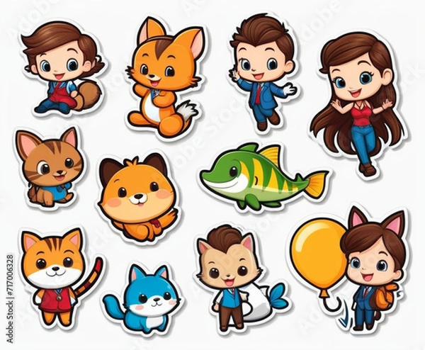 Fototapeta cartoon animal icons set