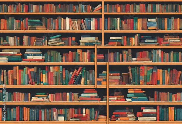 Obraz Elevating Minds: A Shelf of Intellectual Knowledge in a Vibrant and Dynamic State