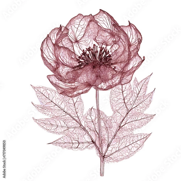 Fototapeta Flower Structure Skeletons with Veins, x-ray art, 