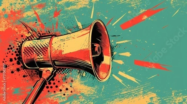 Obraz Trendy retro collage with megaphone