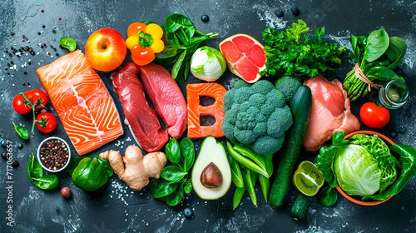 Obraz Products that contain vitamin B1. Selective focus.