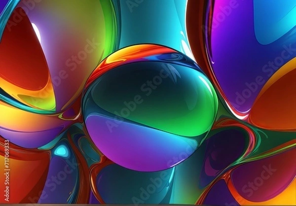 Obraz 3D render of abstract curved glass shapes with a purple and blue gradient isolated on a black background digital art illustration fluid and elegant design vibrant gradient colors sophisticated
