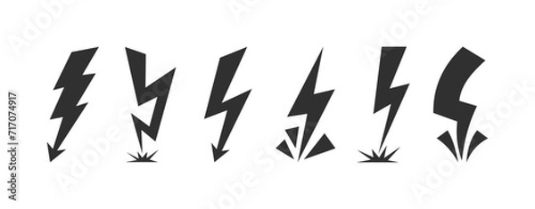 Fototapeta Lightning icon set. Silhouette style. Vector icons