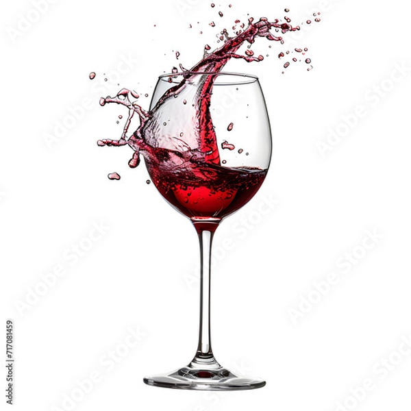 Fototapeta Red wine splashing in a glass isolated on white background