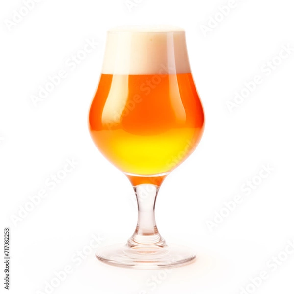 Fototapeta Beer in a stout glass on a white background. Mugs with drink like Ipa, Pale Ale, Pilsner, Porter or Stout