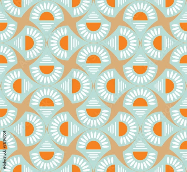 Fototapeta Abstract Art Deco Sunset Vector Seamless Pattern Minimalist Geometric Design