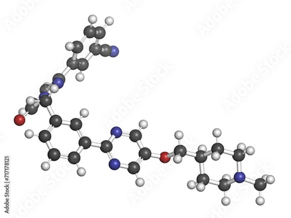 Obraz Tepotinib cancer drug molecule. 3D rendering.