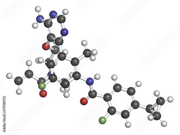 Obraz Remibrutinib drug molecule. 3D rendering.