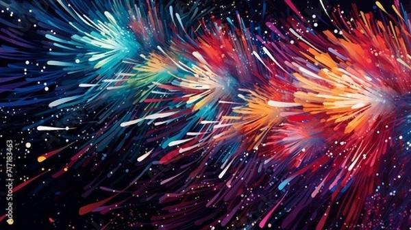 Fototapeta An abstract backdrop featuring dynamic brushstrokes and bursts of vibrant colors. - Generative AI