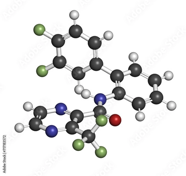 Fototapeta Pyraziflumid fungicide molecule. 3D rendering.