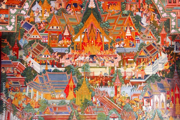 Fototapeta Thai's pattern on the wall.