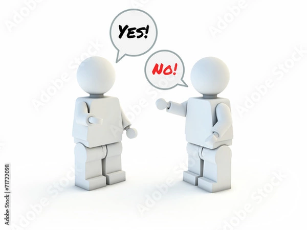 Fototapeta 3d people speech bubbles and text yes and no