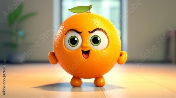 Obraz A cute cartoon orange character Ai Generative