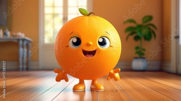 Obraz A cute cartoon orange character Ai Generative