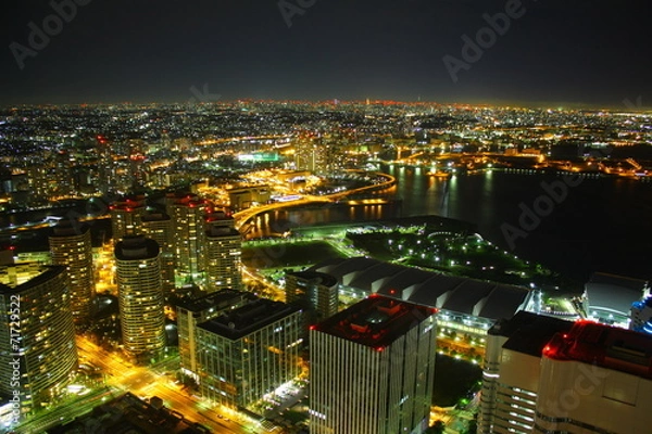 Obraz 横浜みなとみらい地区、夜景