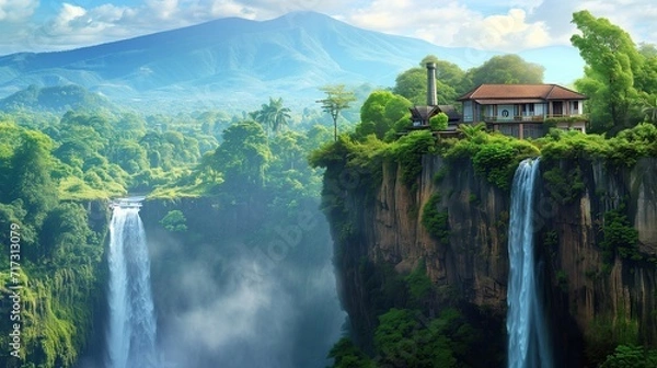 Obraz a realistic illustration photograph Niagara Fall