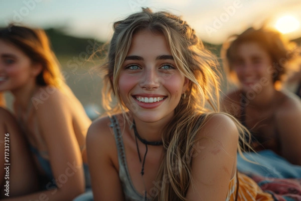 Obraz Young friends portrait having fun together