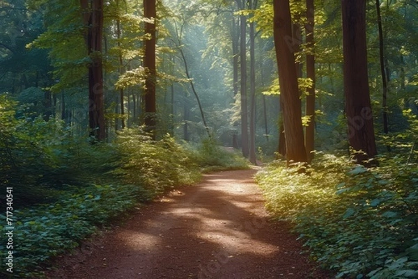 Fototapeta Sunlit Forest Pathway