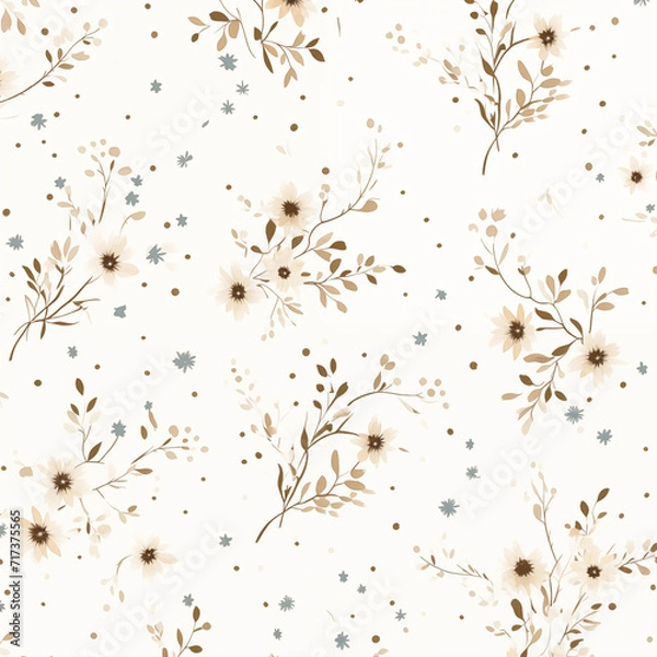 Fototapeta Romantic floral pattern, retro, muted colors, gentle